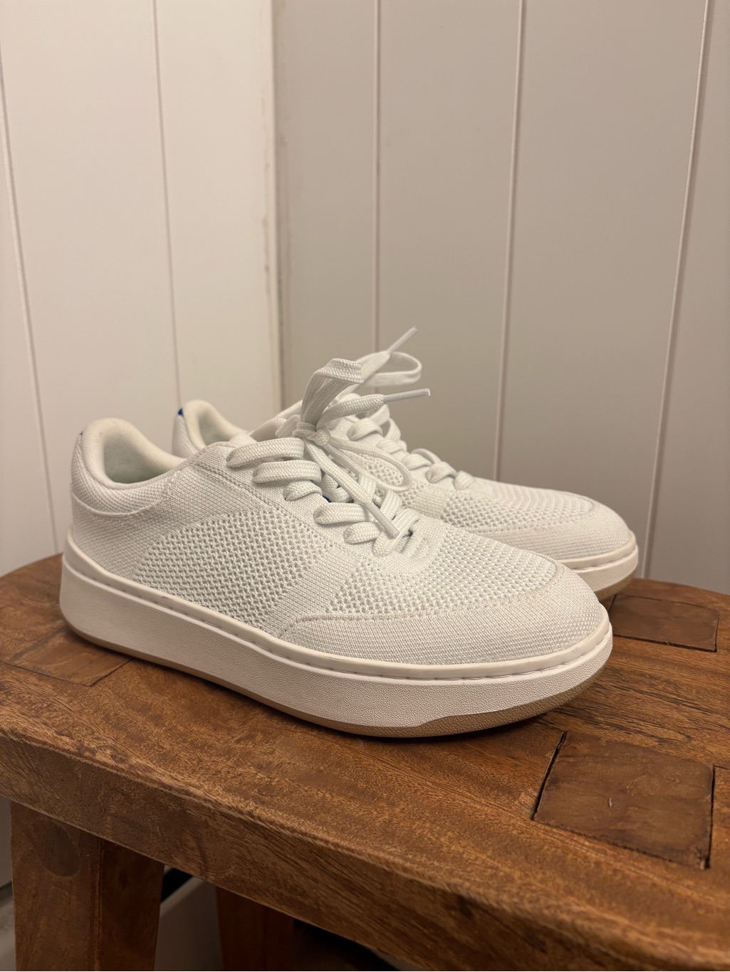Rothys Washable Court Clean All-White Knit Sneakers Womens Size 7 Everyday Chic